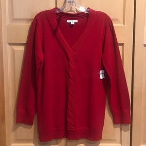 New Coldwater Creek Red V-Neck Sweater